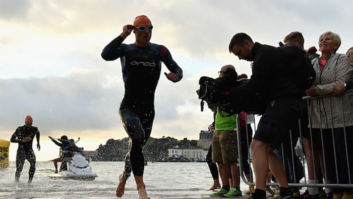 Ironman Wales 2016 - Phil Graves exiting swim