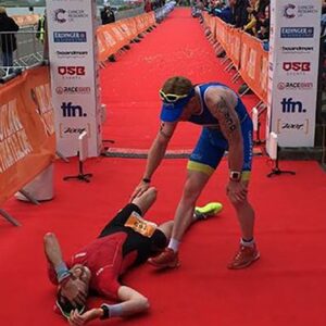 Simon George & Karl Alexander cross the line in close Outlaw Triathlon finish Simon George & Karl Alexander cross the line in close Outlaw Triathlon finish