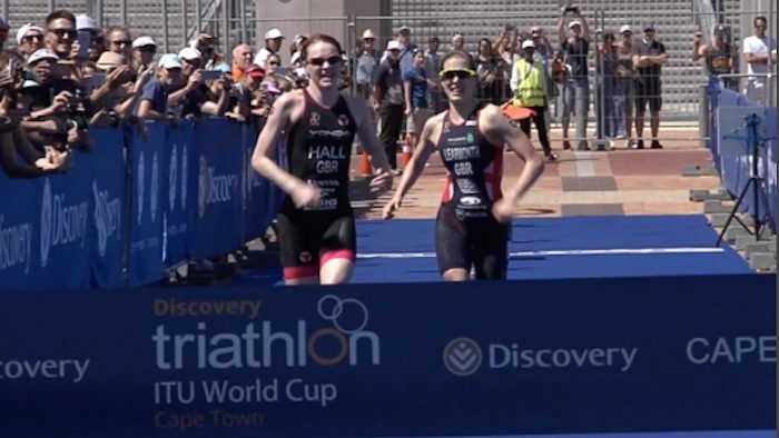 Lucy Hall and Jessica Learmonth sprint for Gold and Silver at Cape Town ITU World Cup - 11th February 2017