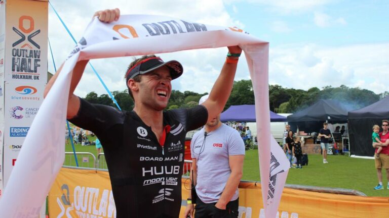 Reece Barclay win the 2016 Outlaw Half Holkham