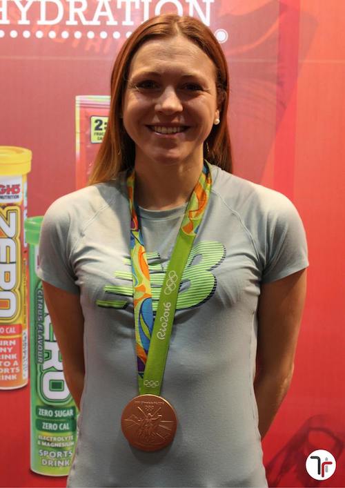 Vicky Holland at the Triathlon Show: London with her Rio 2016 Bronze medal