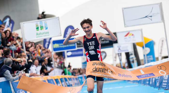 Alex Yee winning the World Junior Duathlon Championships 2016 in Aviles