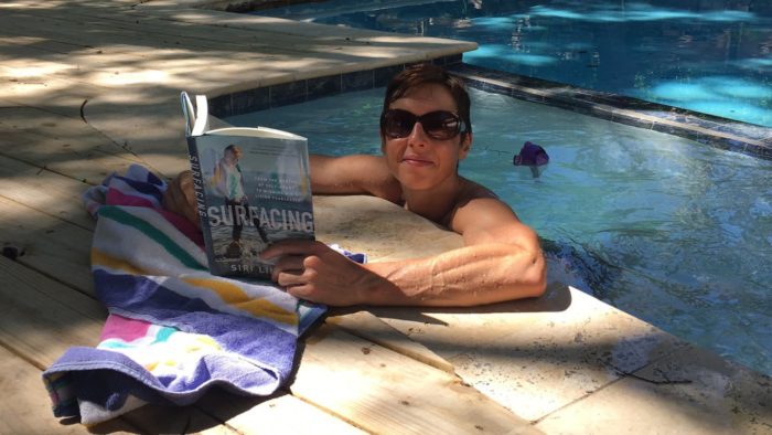 Caroline Livesey relaxes after IRONMAN Texas