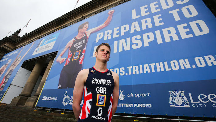 Jonny Brownlee poses in front of Leeds Town Hall - Photo: Barrington Coombs/PA Wire