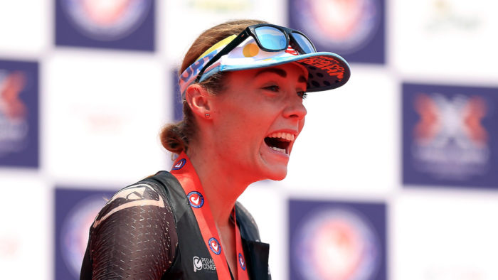 BRATISLAVA, SLOVAKIA - JUNE 3: Lucy Charles of Great Britain celebrates winning The Championship Challenge Triathlon on June 3, 2017 in Bratislava, Slovakia. (Photo by Stephen Pond/Getty Images for Challenge Triathlon) *** Local Caption *** Lucy Charles 2017 season review