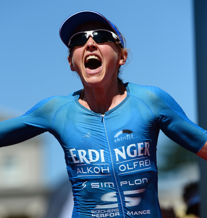 STAFFORD, ENGLAND - JUNE 18: Lucy Gossage of Great Britain wins the womens race in the IRONMAN 70.3 Staffordshire on June 18, 2017 in Stafford, England. (Photo by Patrik Lundin/Getty Images)