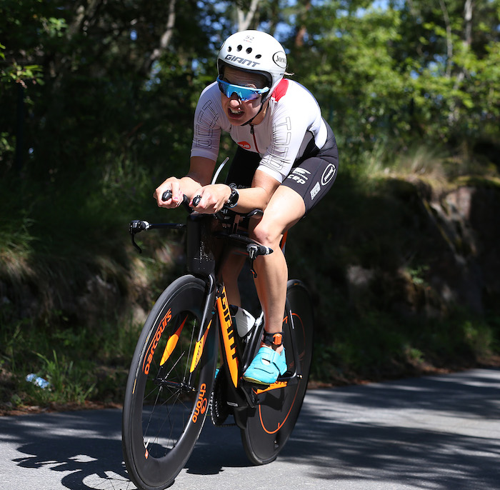 JONKOPING, SWEDEN - JULY 09: Kimberley Morrison of Britain competes in the bike section of Ironman 70.3 Jonkoping on July 9, 2017 in Jonkoping, Sweden. (Photo by Nigel Roddis/Getty Images for Ironman)