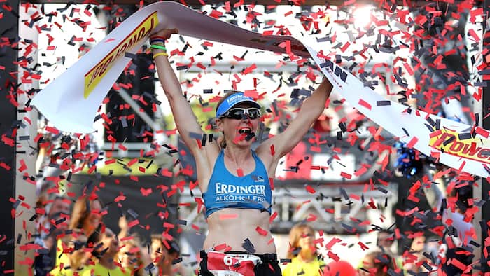 CERVIA, ITALY - SEPTEMBER 23: Lucy Gossage of Greta Britain celebrates winning IRONMAN Italy Emilia Romagna on September 23, 2017 in Cervia, Italy. (Photo by Bryn Lennon/Getty Images for IRONMAN)