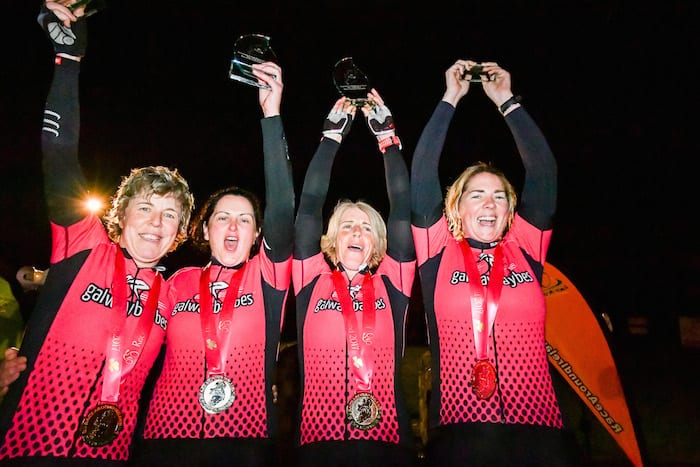 Race Around Ireland Trophy presentation Galway Baybes Karen Brid Marie and Joanne broke the Irish racing record by over 10 hours to complete 2,150km in 81 hours 13 minutes Photo Credit Michal Dzikowski