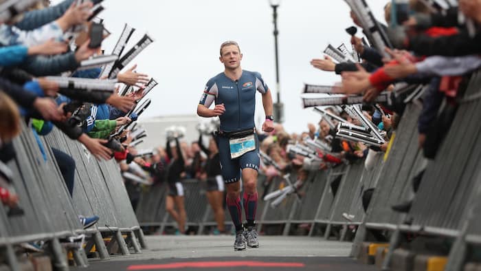 TENBY, WALES - SEPTEMBER 10: Philip Graves of Great Britain finishes second in the Men's race during the Ironman Wales competiton on September 10, 2017 in Tenby, Wales. (Photo by Ian MacNicol/Getty Images for IRONMAN)