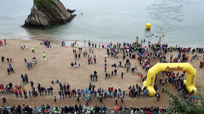 TENBY, WALES - SEPTEMBER 10: A general view of the swim leg of IRONMAN Wales on September 10, 2017 in Tenby, Wales. (Photo by Bryn Lennon/Getty Images for IRONMAN)