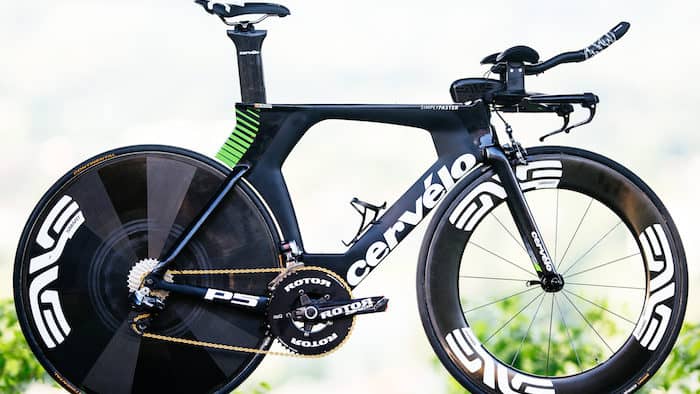 Cervélo P5 - Steve Cummings (Team Dimension Data) British National TT Championship winning bike. Designed using Formula 1-level CFD software and proven in the wind tunnel, the Cervélo P5 has had more elite-level victories since its launch than any other triathlon or TT bike.