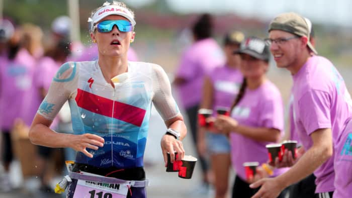 KAILUA KONA, HI - OCTOBER 14: Lucy Charles of Great Britain cools down during the IRONMAN World Championship on October 14, 2017 in Kailua Kona, Hawaii. (Photo by Tom Pennington/Getty Images for IRONMAN)