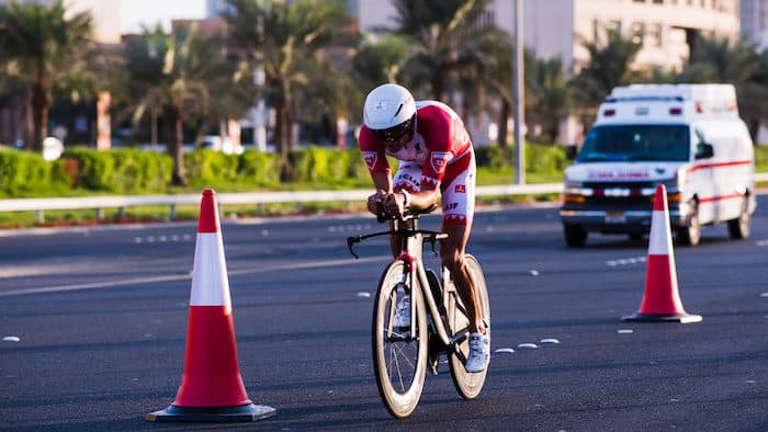 BAHRAIN, BAHRAIN - NOVEMBER 25: Terenzo Bozzone of New Zealand competes during the bike leg of IRONMAN 70.3 Middle East Championship Bahrain on November 25, 2017 in Bahrain, Bahrain. (Photo by Alex Caparros/Getty Images for IRONMAN)