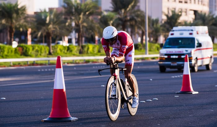 BAHRAIN, BAHRAIN - NOVEMBER 25: Terenzo Bozzone of New Zealand competes during the bike leg of IRONMAN 70.3 Middle East Championship Bahrain on November 25, 2017 in Bahrain, Bahrain. (Photo by Alex Caparros/Getty Images for IRONMAN)