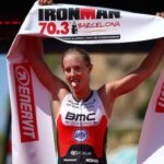 BARCELONA, SPAIN - MAY 20: Emma Pallant of Great Britain celebrates after winning the womens race during IRONMAN 70.3 Barcelona on May 20, 2018 in Barcelona, Spain. (Photo by Charlie Crowhurst/Getty Images for IRONMAN)