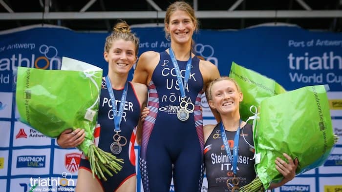 Antwerp ITU Triathlon World Cup podium 2018