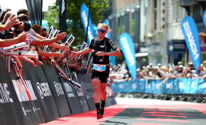 LICHFIELD, ENGLAND - JUNE 10: Elliot Smales of Great Britain celebrates as he wins the mens pro race during the IRONMAN 70.3 Staffordshire on June 10, 2018 in Lichfield, England. (Photo by Charlie Crowhurst/Getty Images for IRONMAN)