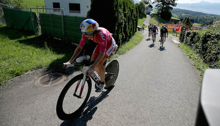 JONA, SWITZERLAND - JUNE 10: Daniela Ryf (L) of Switzerland competes in the bike section of Ironman 70.3 Switzerland Rapperswil-Jona on June 10, 2018 in Jona, Switzerland. (Photo by Nigel Roddis/Getty Images for IRONMAN)