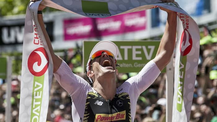 ROTH, GERMANY - JULY 01: Sebastian Kienle of Germany reacts after winning the DATEV Challenge Roth 2018 on July 1, 2018 in Roth, Germany. (Photo by Jan Hetfleisch/Getty Images)