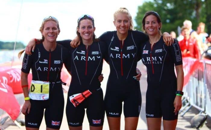 Katrina Rye (second left) at 2018 Triathlon England Club Relay Championships