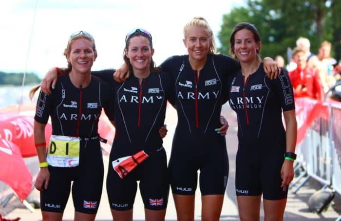 Katrina Rye (second left) at 2018 Triathlon England Club Relay Championships