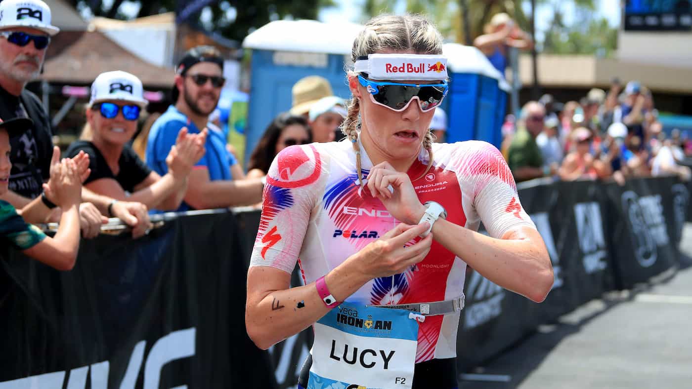 KAILUA KONA, HAWAII - OCTOBER 12: Lucy Charles-Barclay of Great Britain starts her run in the Ironman World Championships on October 12, 2019 in Kailua Kona, Hawaii. (Photo by Tom Pennington/Getty Images for IRONMAN)