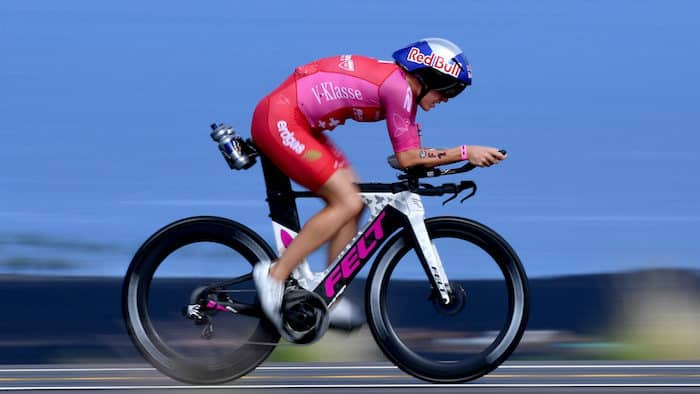 KAILUA KONA, HI - OCTOBER 13: Daniela Ryf of Switzerland competes on the bike during the IRONMAN World Championships brought to you by Amazon on October 13, 2018 in Kailua Kona, Hawaii. (Photo by Nils Nilsen/Getty Images for IRONMAN)