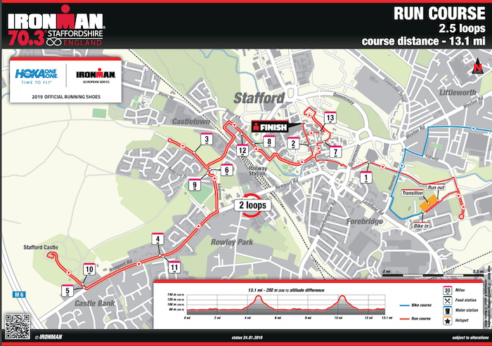 IRONMAN 70.3 Staffordshire Run Course 2019 with Stafford Castle