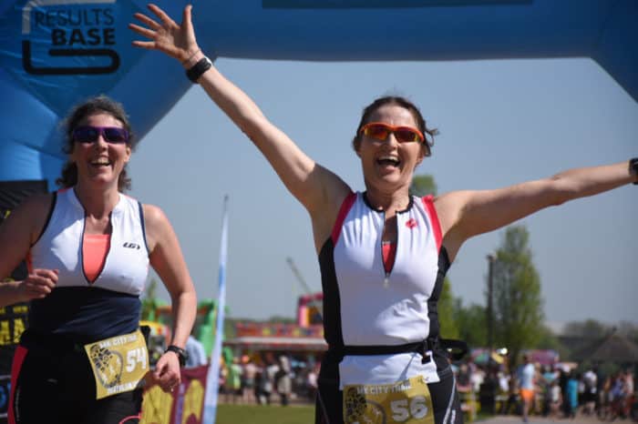 Happy finishers at the MK City Duathlon organised by Big Cow Events on Easter Sunday 2019