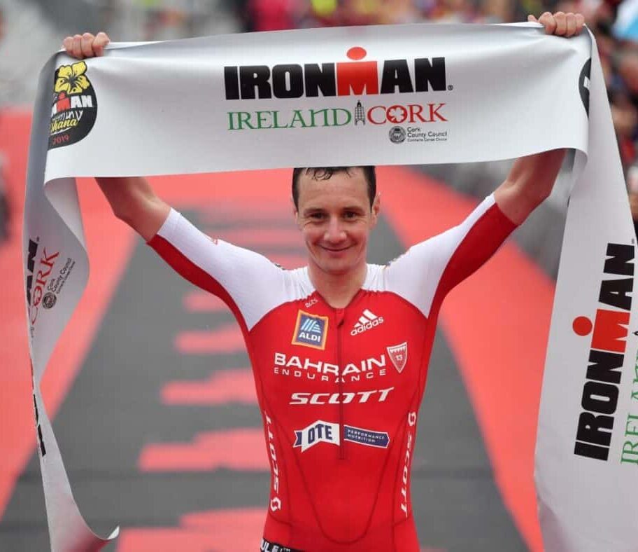 CORK, IRELAND - JUNE 23: Alistair Brownlee of Great Britain crosses the line to win during the IRONMAN Ireland on June 23, 2019 in Cork, Ireland. (Photo by Dan Mullan/Getty Images for IRONMAN)