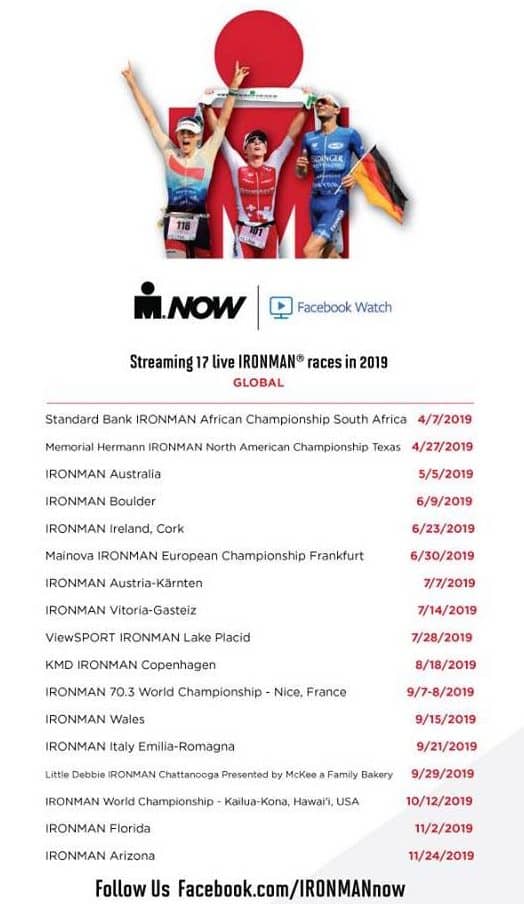 IRONMAN Now 2019 schedule / Facebook