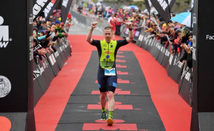 CORK, IRELAND - JUNE 23: Bryan McCrystal of Ireland crosses the line to claim second place during the IRONMAN Ireland on June 23, 2019 in Cork, Ireland. (Photo by Dan Mullan/Getty Images for IRONMAN)