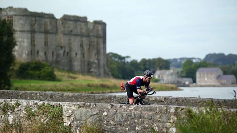 TENBY, WALES - SEPTEMBER 15: Participants compete in the cycle leg of the race during IRONMAN Wales on September 15, 2019 in Tenby, Wales. (Photo by Charlie Crowhurst/Getty Images for IRONMAN)