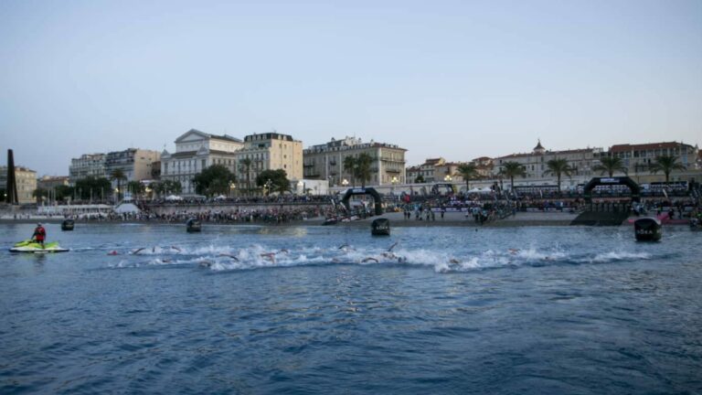 NICE, FRANCE - SEPTEMBER 08: Athletes compete in the swim leg of the the IRONMAN 70.3 World Championship Men in Nice on September 08, 2019 in Nice, France. (Photo by Jan Hetfleisch/Getty Images for IRONMAN)