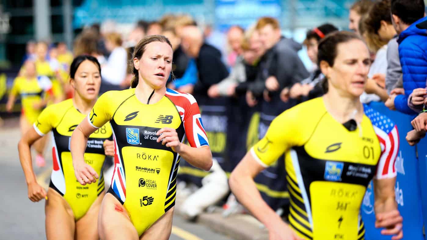 ST HELIER, JERSEY - SEPTEMBER 28, 2019: The Womens Semi Final Group A race during the RBC Super League Triathlon Jersey on September 28, 2019 in St Helier, Jersey. (Photo by Tommy Zaferes/Superleague Triathlon)