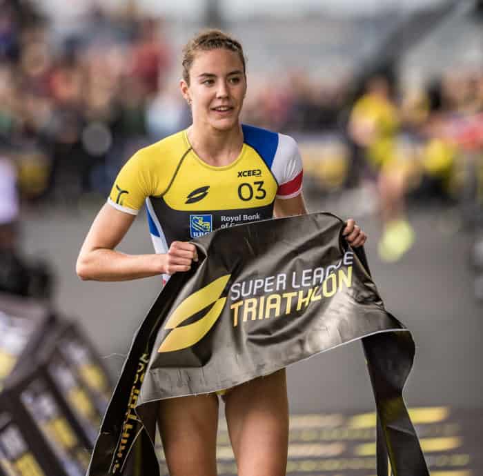 ST HELIER, JERSEY - SEPTEMBER 28, 2019: The Womens Semi Final Group A race during the RBC Super League Triathlon Jersey on September 28, 2019 in St Helier, Jersey. (Photo by That Camera Man /Superleague Triathlon)