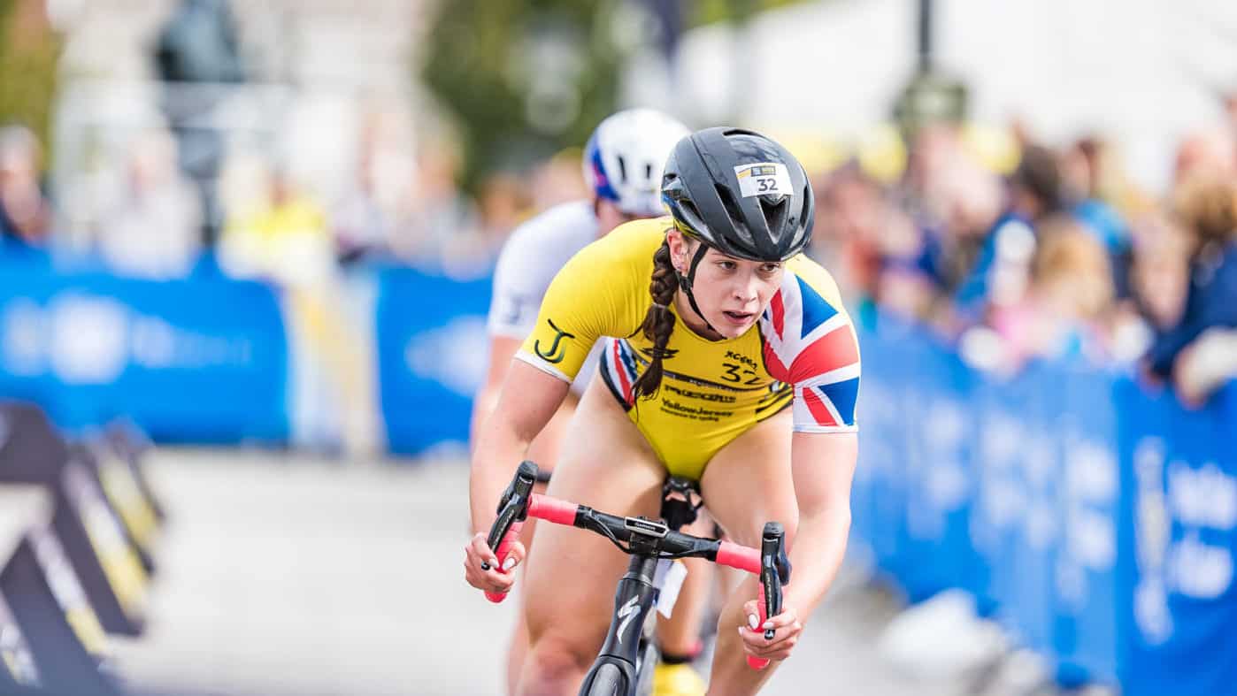 ST HELIER, JERSEY - SEPTEMBER 28, 2019: The Womens Semi Final Group B race during the RBC Super League Triathlon Jersey on September 28, 2019 in St Helier, Jersey. (Photo by That Camera Man /Superleague Triathlon)