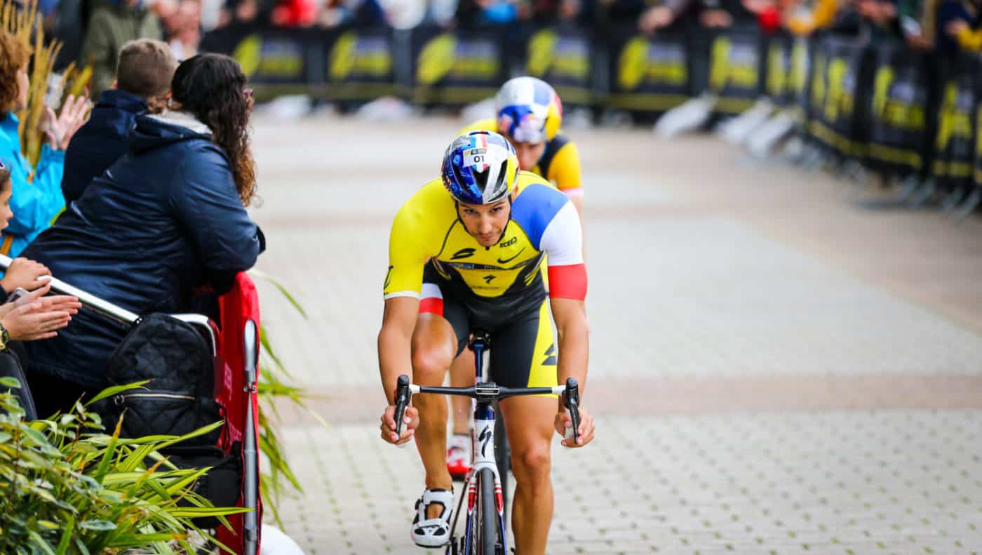 ST HELIER, JERSEY - SEPTEMBER 28, 2019: The Mens Semi Final Group A race during the RBC Super League Triathlon Jersey on September 28, 2019 in St Helier, Jersey. (Photo by Tommy Zaferes/Superleague Triathlon)