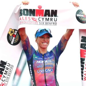 TENBY, WALES - SEPTEMBER 15: Simone Mitchell of Great Britain celebrates as she wins the female pro race during IRONMAN Wales on September 15, 2019 in Tenby, Wales. (Photo by Charlie Crowhurst/Getty Images for IRONMAN) TENBY, WALES - SEPTEMBER 15: Simone Mitchell of Great Britain celebrates as she wins the female pro race during IRONMAN Wales on September 15, 2019 in Tenby, Wales. (Photo by Charlie Crowhurst/Getty Images for IRONMAN)
