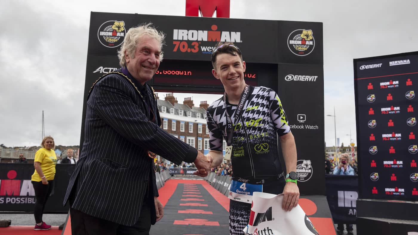 Weekend Roundup / WEYMOUTH, ENGLAND - SEPTEMBER 22: George Goodwin (R) of Great Britain gets his medal after winning IRONMAN 70.3 Weymouth on September 22, 2019 in Weymouth, England. (Photo by Pablo Blazquez Dominguez/Getty Images for IRONMAN)