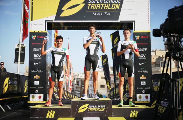 VALLETTA, MALTA - OCTOBER 19, 2019: in the Junior Boys Enduro Race during Super League Triathlon Malta on October 19, 2019 in Valletta, Malta. (Photo by Tom Shaw/Superleague Triathlon)