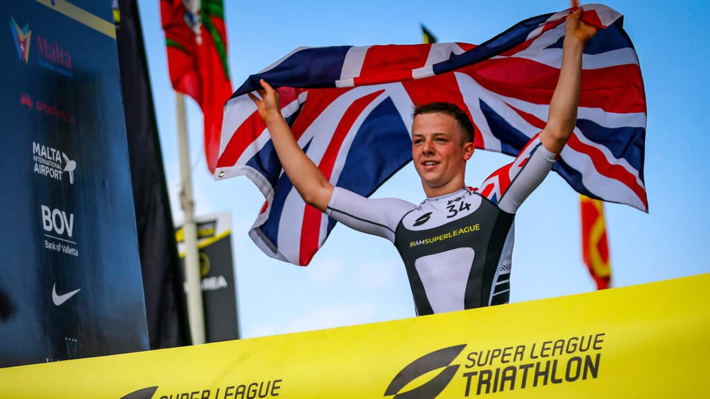 VALLETTA, MALTA - OCTOBER 19, 2019: in the Youth Boys Enduro Race during Super League Triathlon Malta on October 19, 2019 in Valletta, Malta. (Photo by Tommy Zaferes/Superleague Triathlon) Daniel Dixon