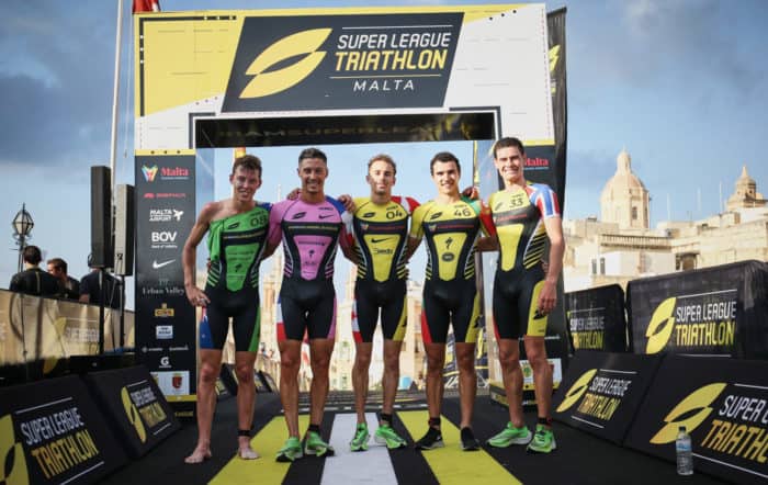 VALLETTA, MALTA - OCTOBER 19, 2019: in the Mens Group A Semi Final Race during Super League Triathlon Malta on October 19, 2019 in Valletta, Malta. (Photo by Tom Shaw/Superleague Triathlon)