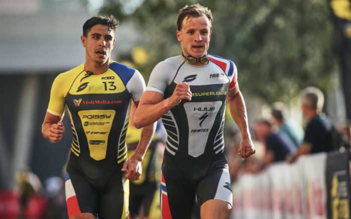 VALLETTA, MALTA - OCTOBER 19, 2019: in the Mens Group B Semi Final Race during Super League Triathlon Malta on October 19, 2019 in Valletta, Malta. (Photo by Tom Shaw/Superleague Triathlon)