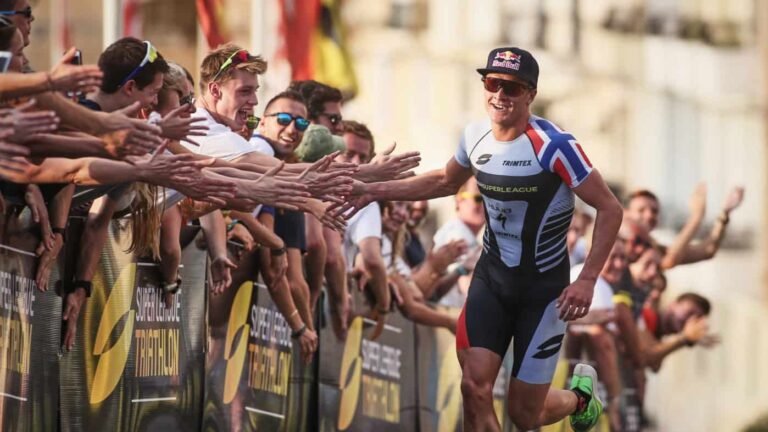 VALLETTA, MALTA - OCTOBER 19, 2019: in the Mens Group B Semi Final Race during Super League Triathlon Malta on October 19, 2019 in Valletta, Malta. (Photo by Tom Shaw/Superleague Triathlon)