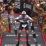 KAILUA KONA, HAWAII - OCTOBER 12: Jan Frodeno of Germany celebrates after winning the Ironman World Championships on October 12, 2019 in Kailua Kona, Hawaii. (Photo by Sean M. Haffey/Getty Images for IRONMAN)