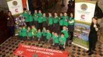 THUMBS UP FOR IRONKIDS: Helen Mulcahy (left), Cork County Council Senior Staff Officer and Polly O'Gorman (right), IRONKIDS Ireland Race Director with a group of eager IRONKIDS participants from Scoil Choráin and Bun Scoil Mhuire in Youghal. THUMBS UP FOR IRONKIDS: Helen Mulcahy (left), Cork County Council Senior Staff Officer and Polly O'Gorman (right), IRONKIDS Ireland Race Director with a group of eager IRONKIDS participants from Scoil Choráin and Bun Scoil Mhuire in Youghal.