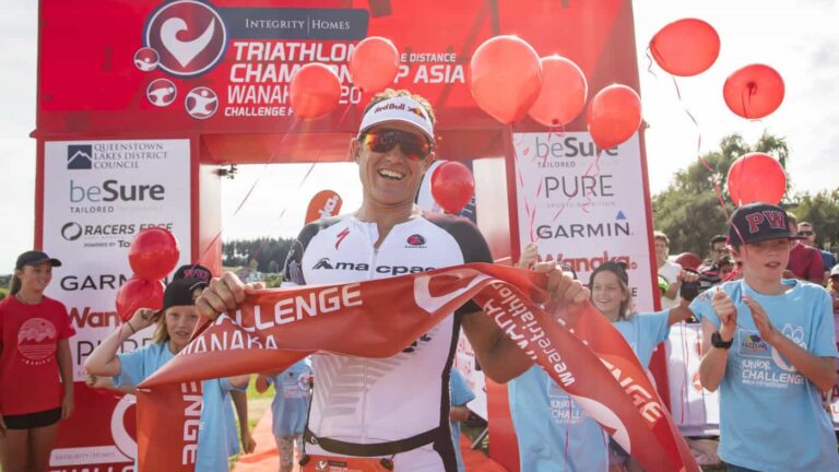 Braden Currie of NZ winning the Integrity Homes Challenge Wanaka / Challenge Asia Pacific Championships