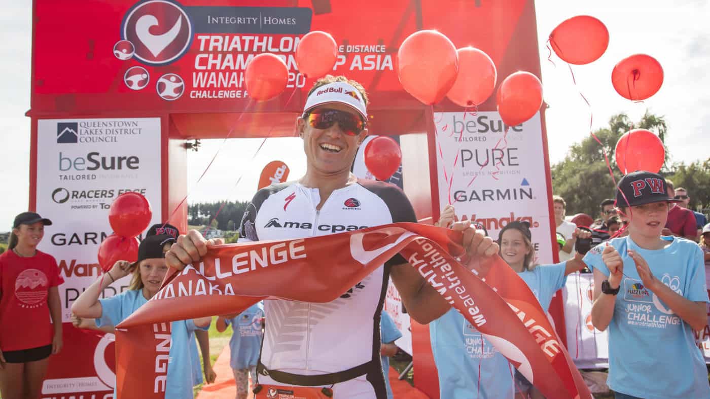 Braden Currie of NZ winning the Integrity Homes Challenge Wanaka / Challenge Asia Pacific Championships